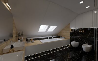 Architekt Wnętrz Warszawa ➜ Gdańsk ➜ OFERTA PROJEKTANT WNĘTRZ ➜ Mazowsze, Pomorze, Małopolska… ➜ projektant wnętrz,architekt wnętrz warszawa Poddasze łazienka z czarnym marmurem