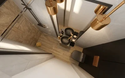 Architekt Wnętrz Warszawa ➜ Gdańsk ➜ OFERTA PROJEKTANT WNĘTRZ ➜ Mazowsze, Pomorze, Małopolska… ➜ projektant wnętrz,architekt wnętrz warszawa Zaskakujące połączenie miedzi i czerni w łazience
