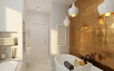 Architekt Wnętrz Warszawa ➜ Gdańsk ➜ OFERTA PROJEKTANT WNĘTRZ ➜ Mazowsze, Pomorze, Małopolska… ➜ projektant wnętrz,architekt wnętrz warszawa Łazienka z pięknym złotym motywem